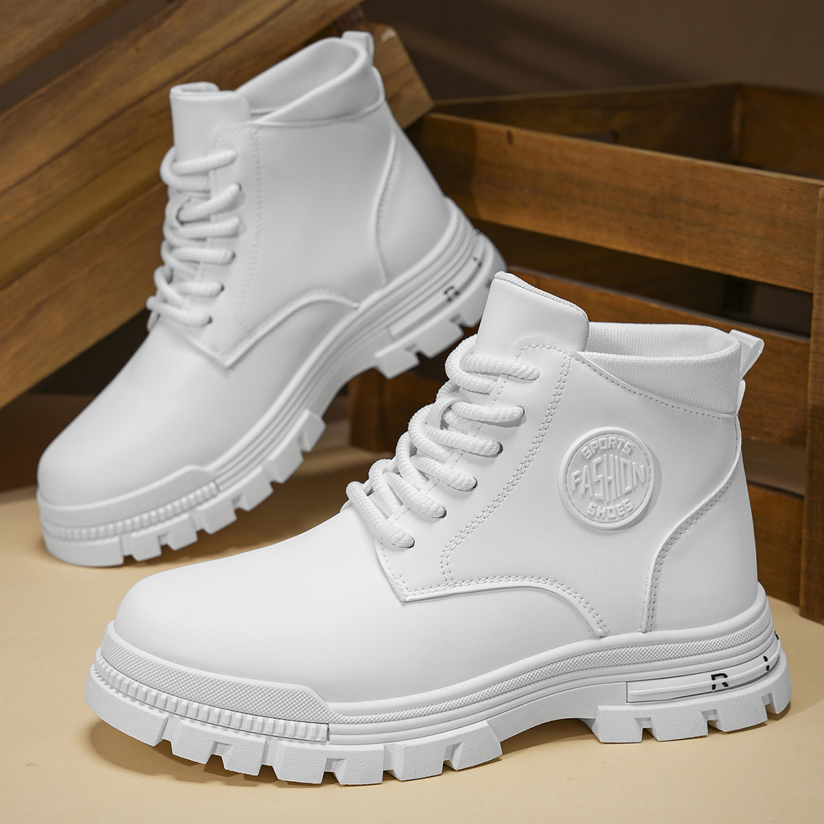Men Shoes Type - Bottes de moto blanches toutes saisons