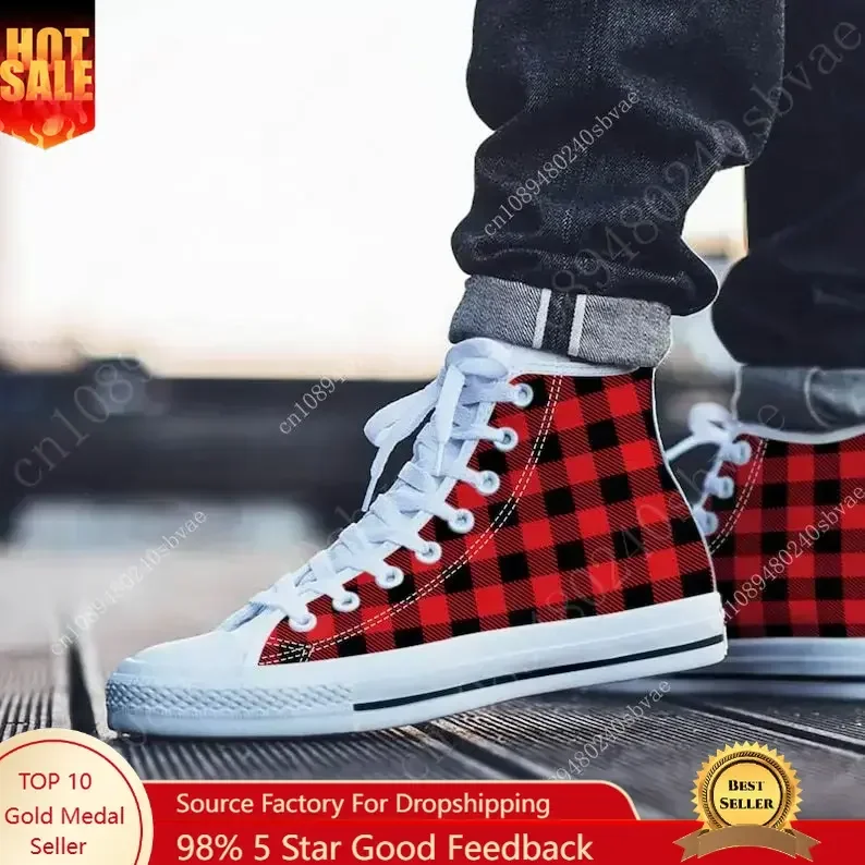 Canvas Sneaker High - Chaussures montantes à carreaux pour hommes