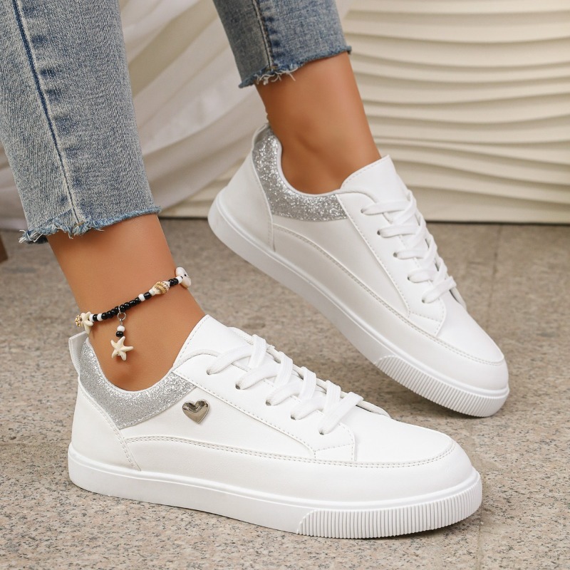 Casual Sneaker Low - Baskets blanches à paillettes en forme